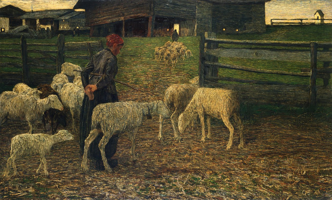 Return to fold, kirjoittanut Giovanni Segantini (1858-1899) tekijältä Giovanni Segantini