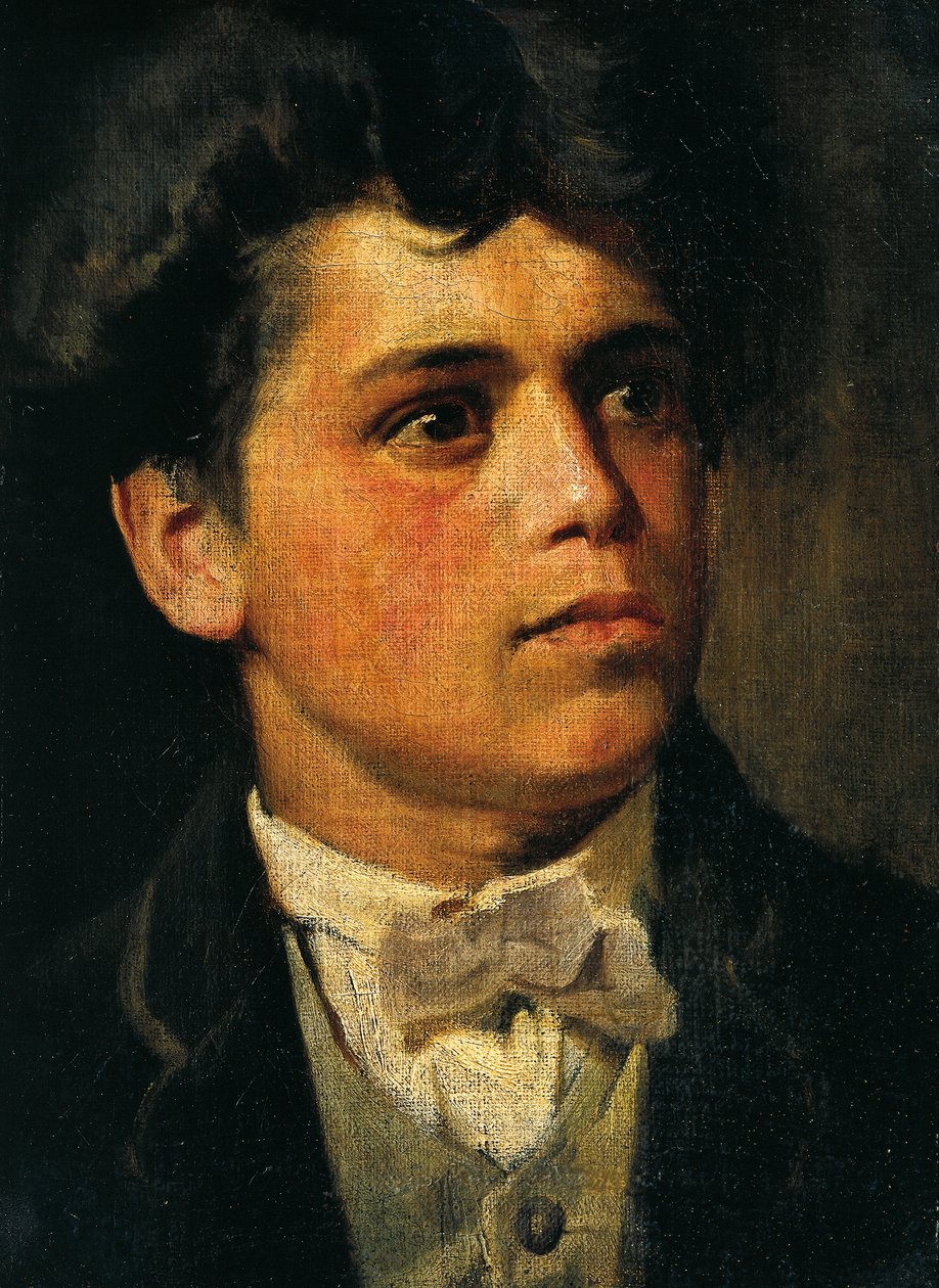 Omakuva 20-vuotiaana, Giovanni Segantini (1858-1899), öljy kankaalle, 35x26 cm tekijältä Giovanni Segantini