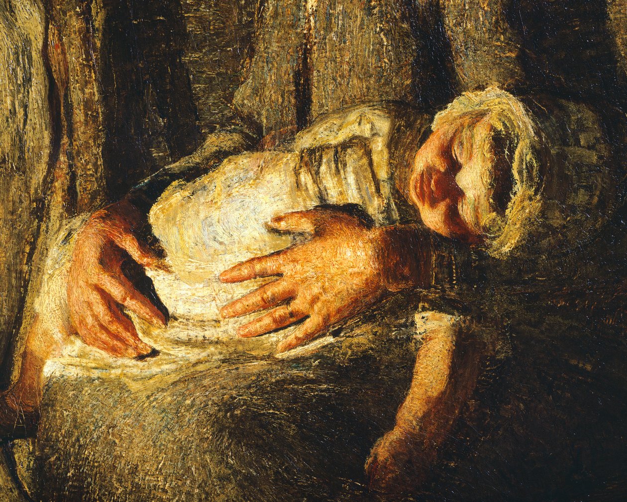 The Two Mothers, kirjoittanut Giovanni Segantini, yksityiskohta tekijältä Giovanni Segantini
