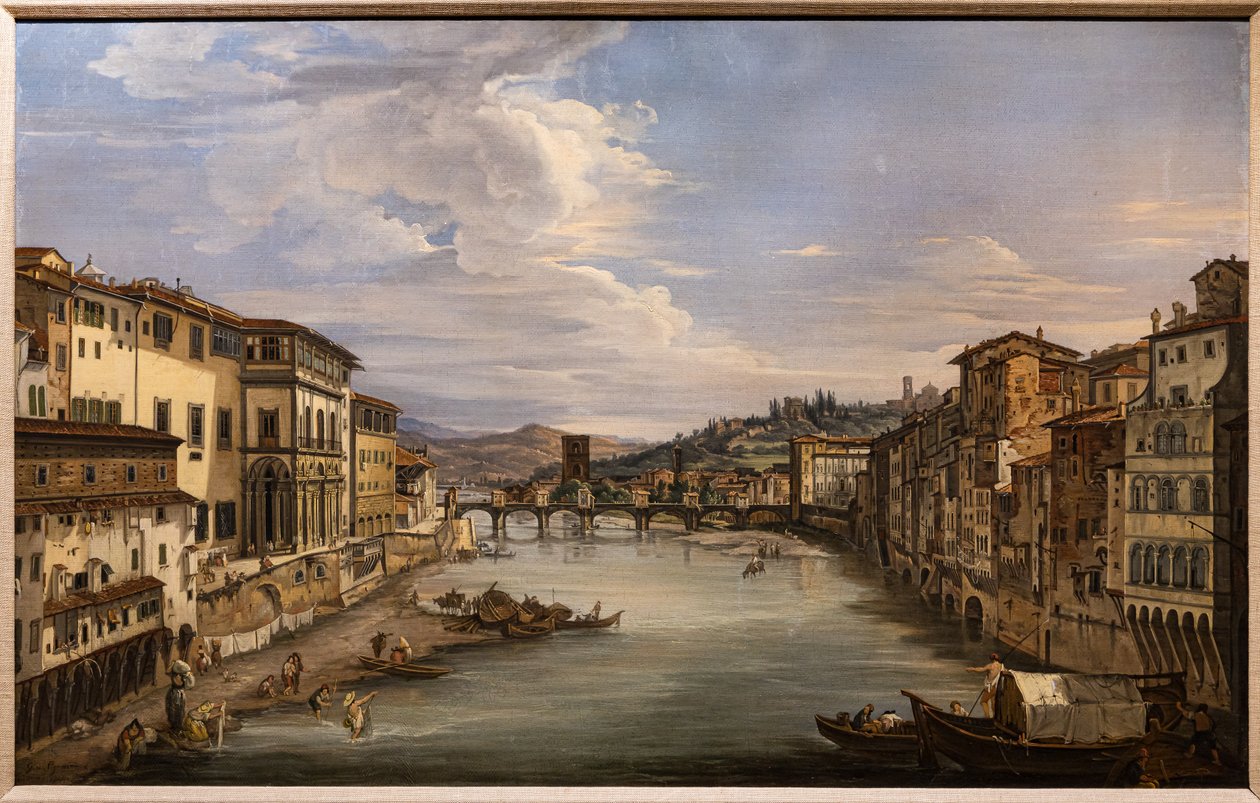 Näkymä Arnosta Ponte Vecchiolta Alle Grazie -sillalle tekijältä Giovanni Signorini