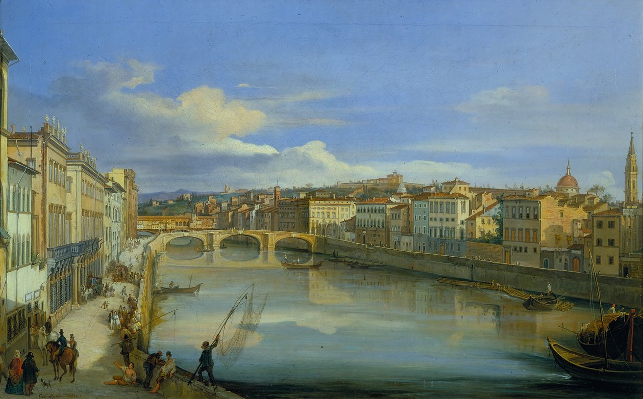 Näkymä Arnolle Ponte alla Carraialta tekijältä Giovanni Signorini