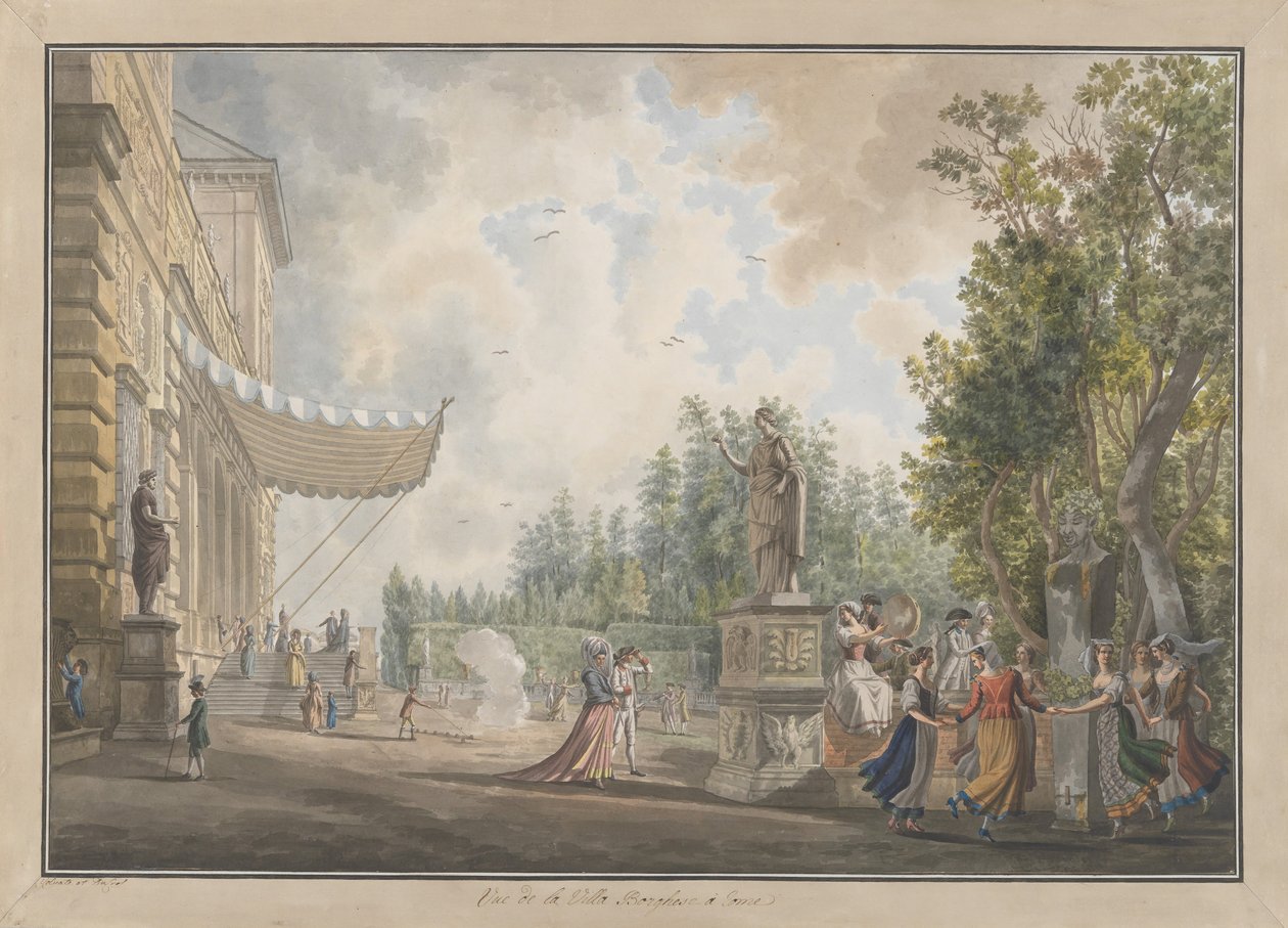 Villa Borghese, n. 1780. Tekijät: Giovanni Volpato, Louis Ducros. tekijältä Giovanni Volpato, Louis Ducros