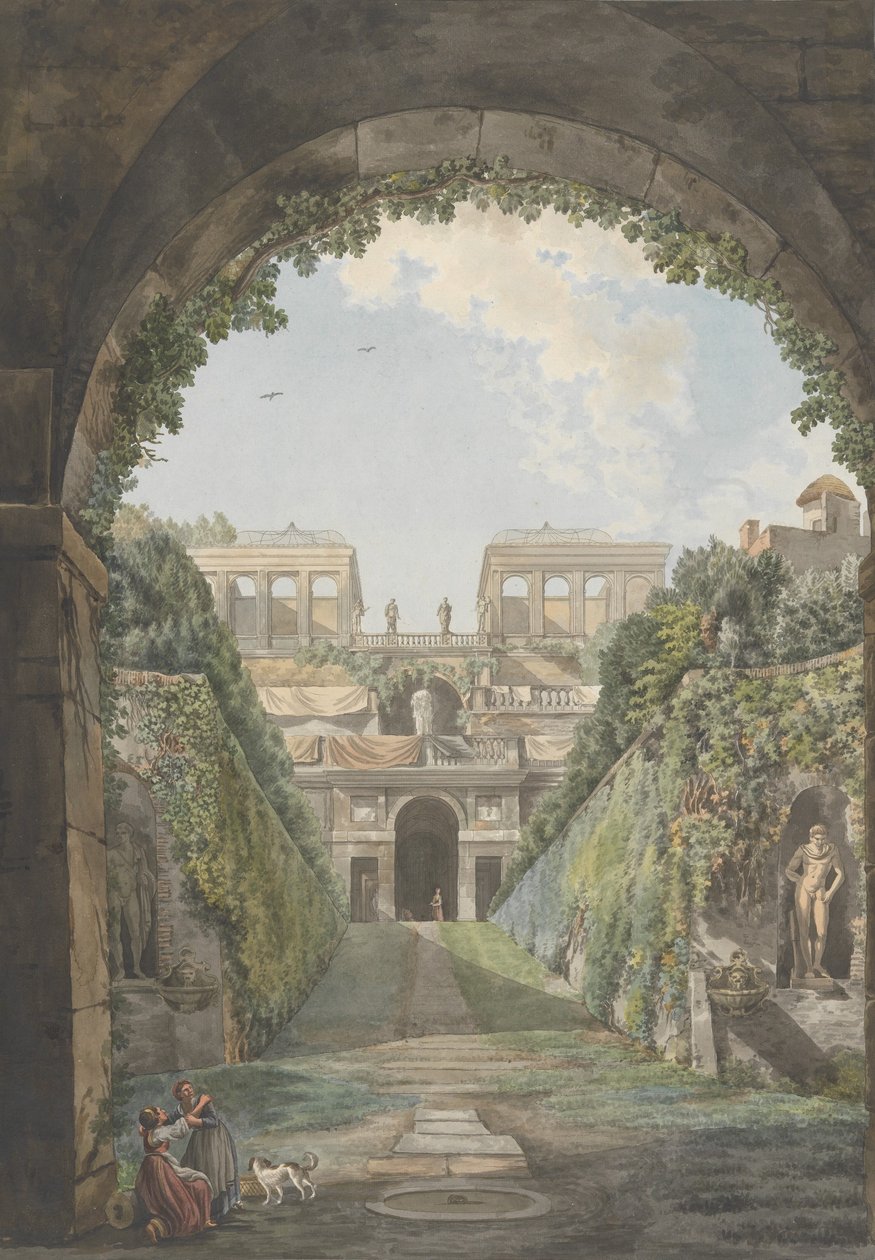 Villa Farnese, n. 1780. Tekijät: Giovanni Volpato, Louis Ducros. tekijältä Giovanni Volpato, Louis Ducros
