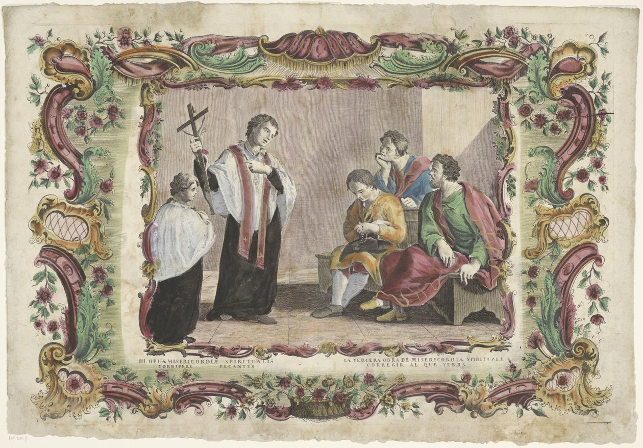 Vierailu vankien luona III. Opus misericordiae spiritualis / La tercera obra de misericordia spiritual (...) (otsikko esineessä) The Spiritual Works of Mercy (sarjan nimi) tekijältä Giovanni Volpato