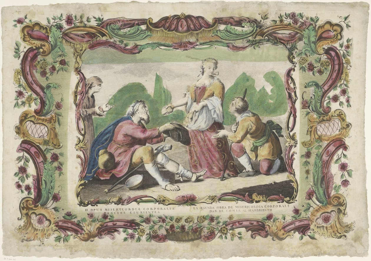 Nälkäisten ruokkiminen II. opus misericordiae corporalis / La segunda obra de misericordia corporale (otsikko esineessä) The Works of Mercy (sarjan nimi) tekijältä Giovanni Volpato