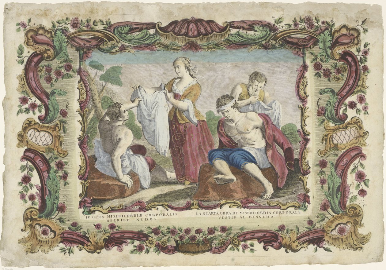 Alastonpukeminen IV opus misericordiae corporalis / La quarta obra de misericordia corporal (...) (otsikko esineessä) The Works of Mercy (sarjan nimi) tekijältä Giovanni Volpato