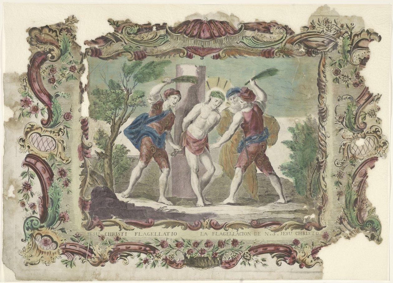 Kristuksen liputus Jesu Christi Flagellatio / La flagellacion de N.S. Jesus Christo (otsikko esineessä) tekijältä Giovanni Volpato