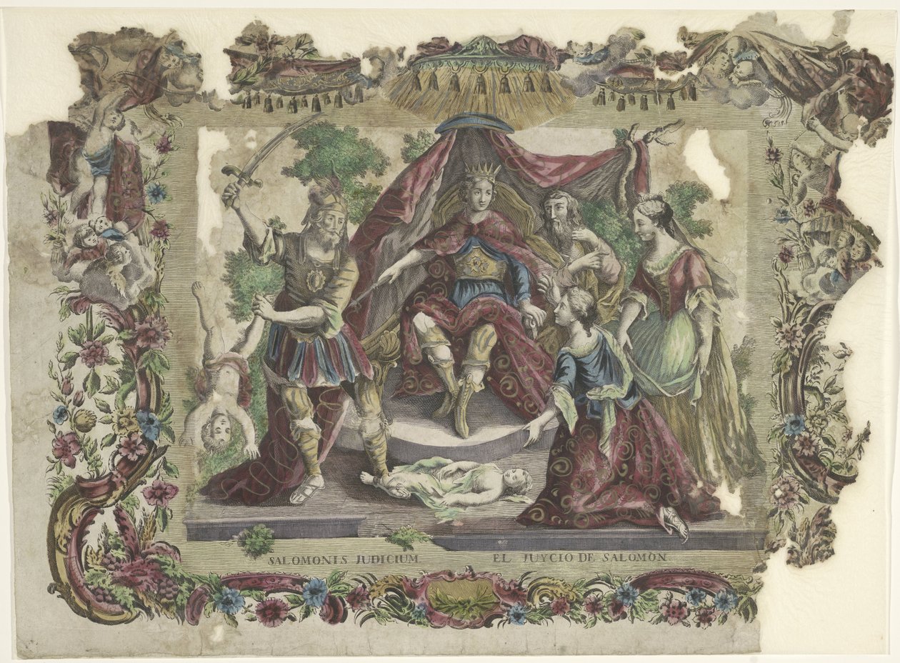 Het oorde van Solomon Salomonin tuomio / El juycio de Salomon (otsikko esineessä) tekijältä Giovanni Volpato