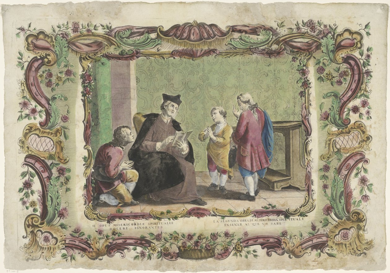 Tietämättömien opettaminen II opus misericordiae spiritualis / La segunda obra de misericordia spiritual (...) (otsikko esineessä) The Spiritual Works of Mercy (sarjan nimi) tekijältä Giovanni Volpato