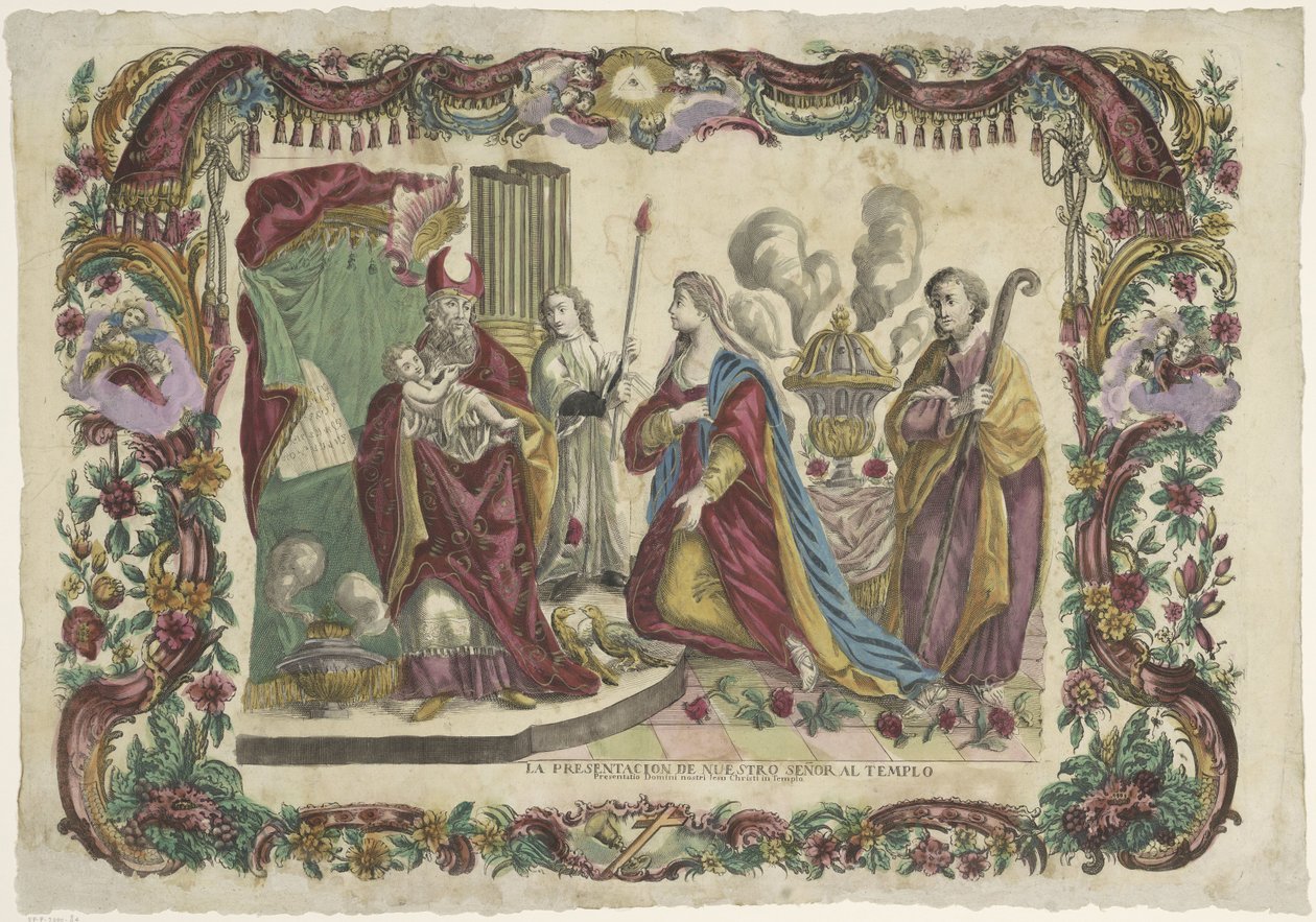 Esitys van Christus in de tempel Herramme esitys temppelille / Presentatio Domini nostri Jesu Christi Templossa (otsikko esineessä) tekijältä Giovanni Volpato