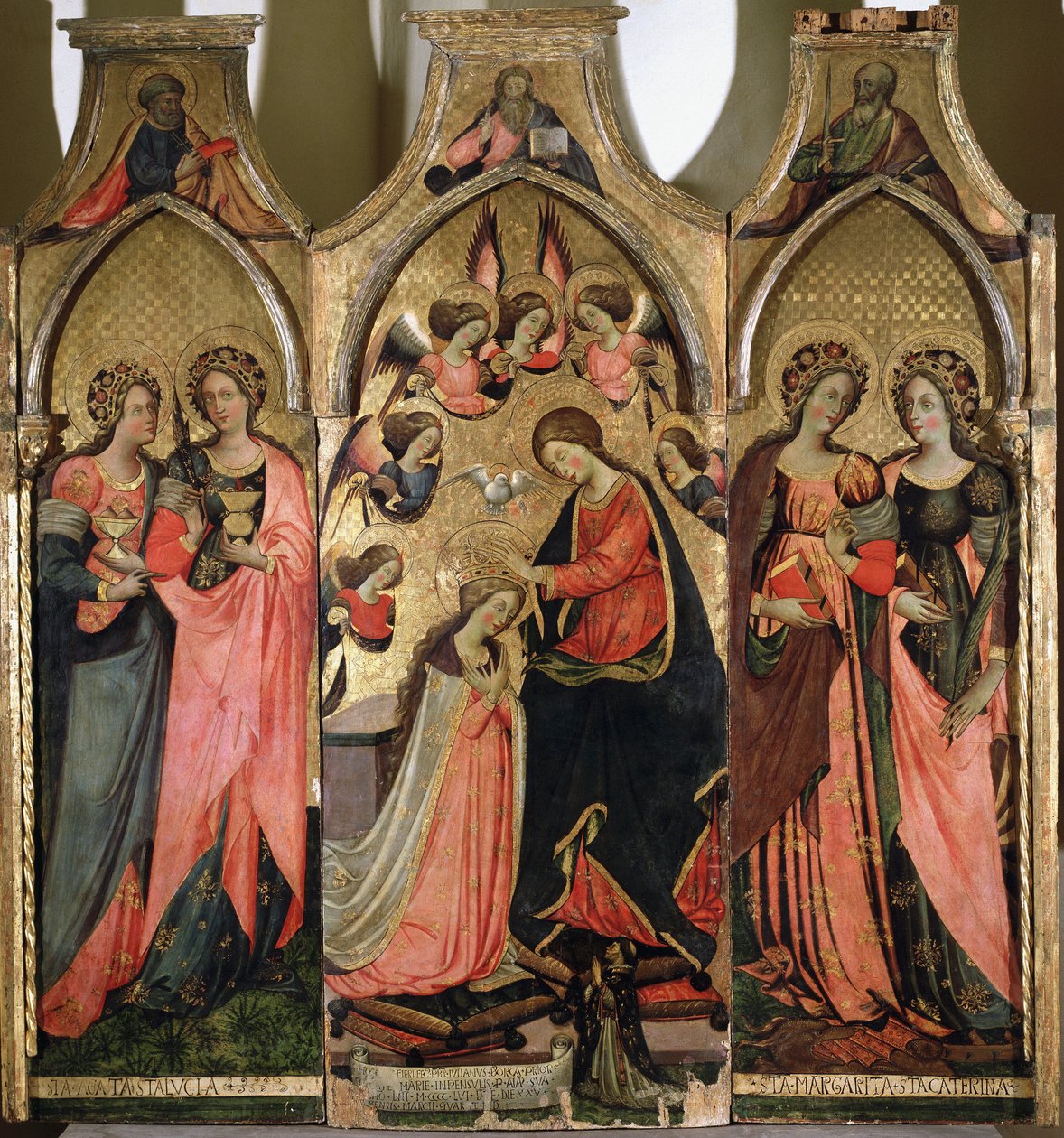 Neitsyen kruunaamisen triptyykki - Giovanni da Gaetan maalaus (toimii noin 1449-1472) 1400-luvun Gaeta, museo diocesano tekijältä Giovanni da Gaeta