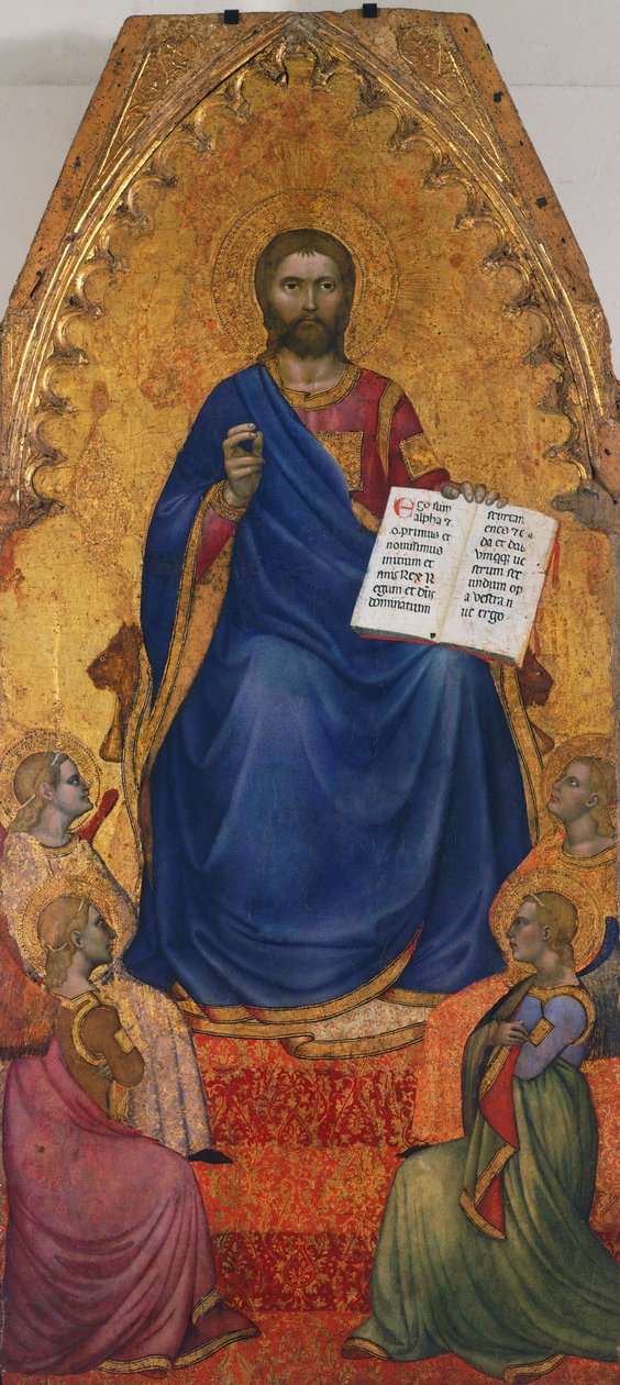 Enkelit palvovat valtaistuimella olevaa Kristusta, Giovanni da Milano (toiminut 1346-1369), tempera ja kulta paneelissa tekijältä Giovanni da Milano