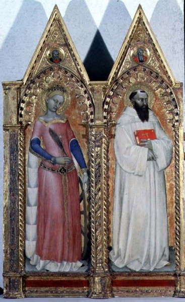 SS. Katariina Aleksandrialainen ja Bernardo, yksityiskohta polytyykistä tekijältä Giovanni da Milano