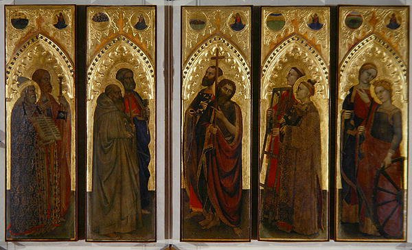 Pyhimykset, neitsyet ja marttyyrit, noin 1350-60 (tempera paneelille). tekijältä Giovanni da Milano