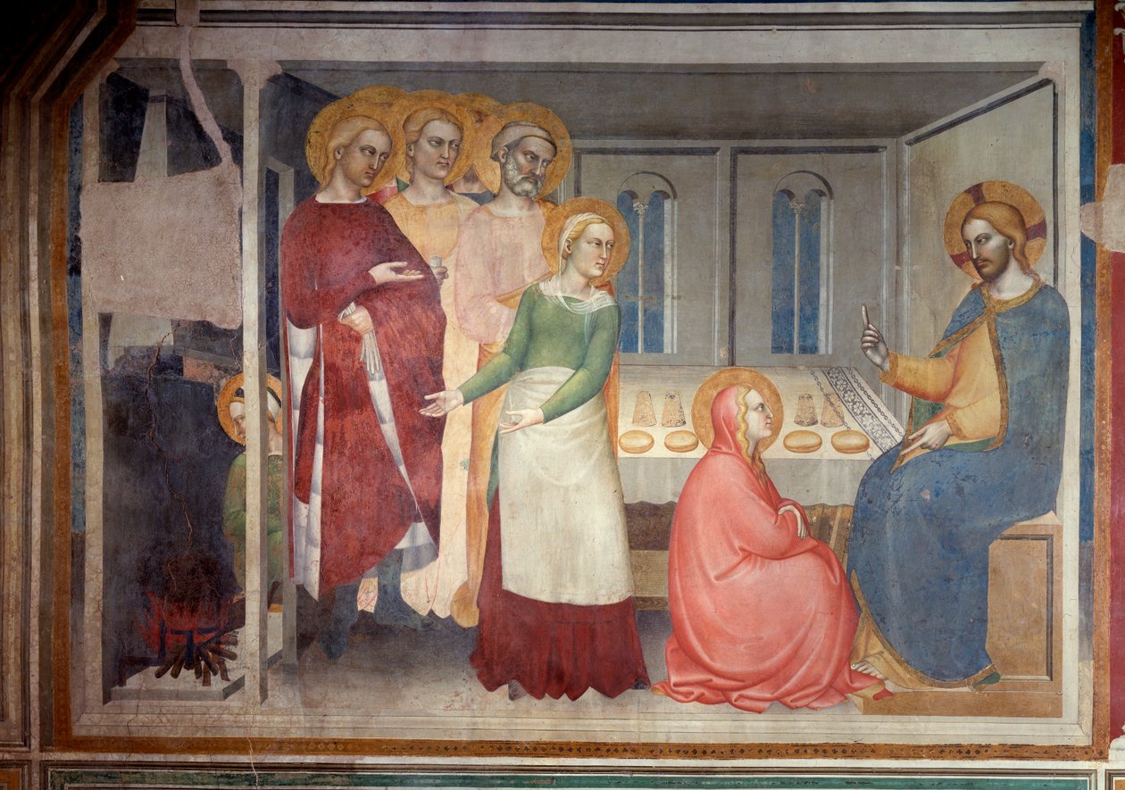Neitsyen elämä: Kristus Martan ja Marian talossa (Fresko tekijältä Giovanni da Milano