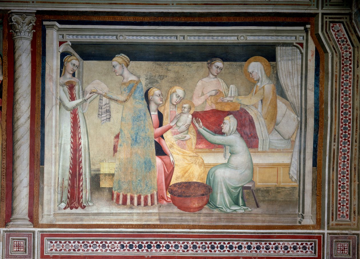 Neitsyen elämä: Marian syntymä (Fresko tekijältä Giovanni da Milano