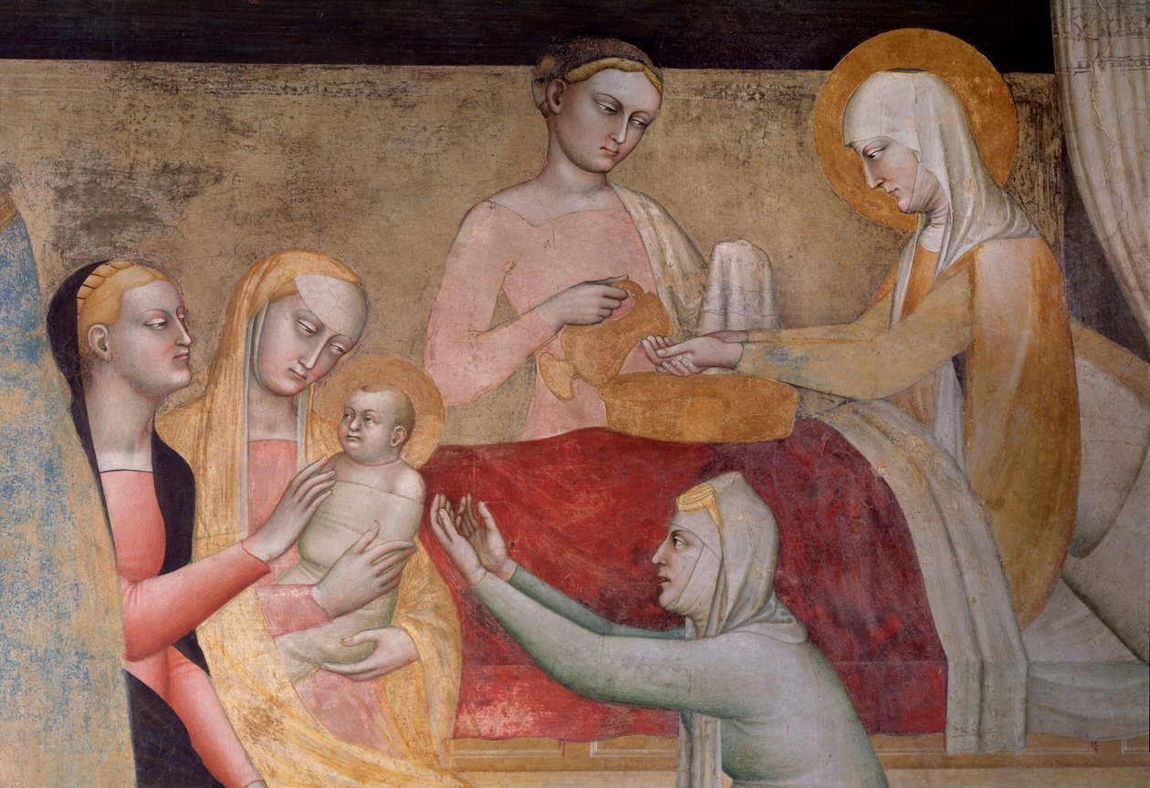 Neitsyen elämä: Marian syntymä, yksityiskohta (Fresko tekijältä Giovanni da Milano