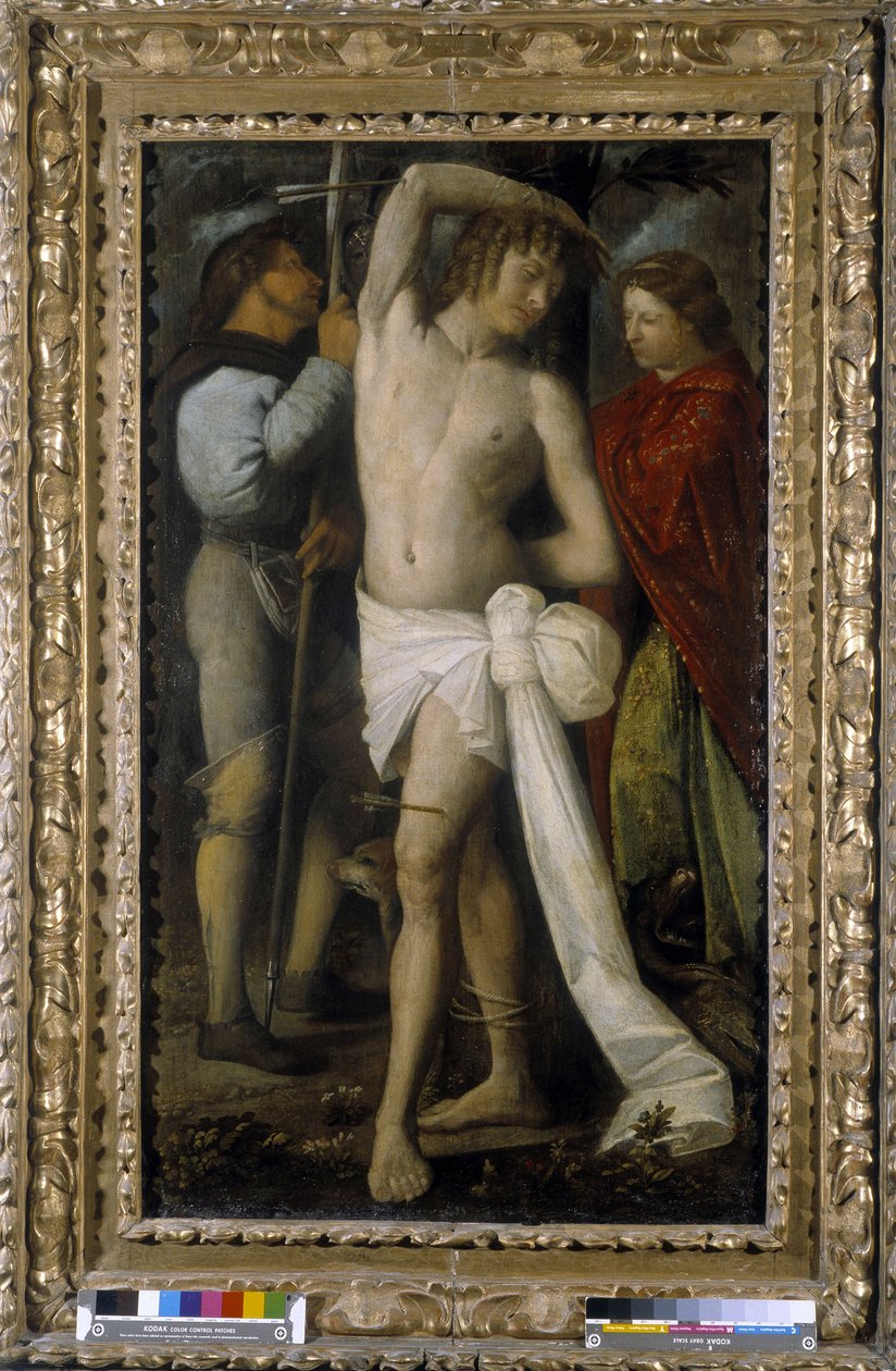 Saint Roch, Saint Sebastian ja Saint Margarita (öljy kankaalle) tekijältä Giovanni de Busi Cariani