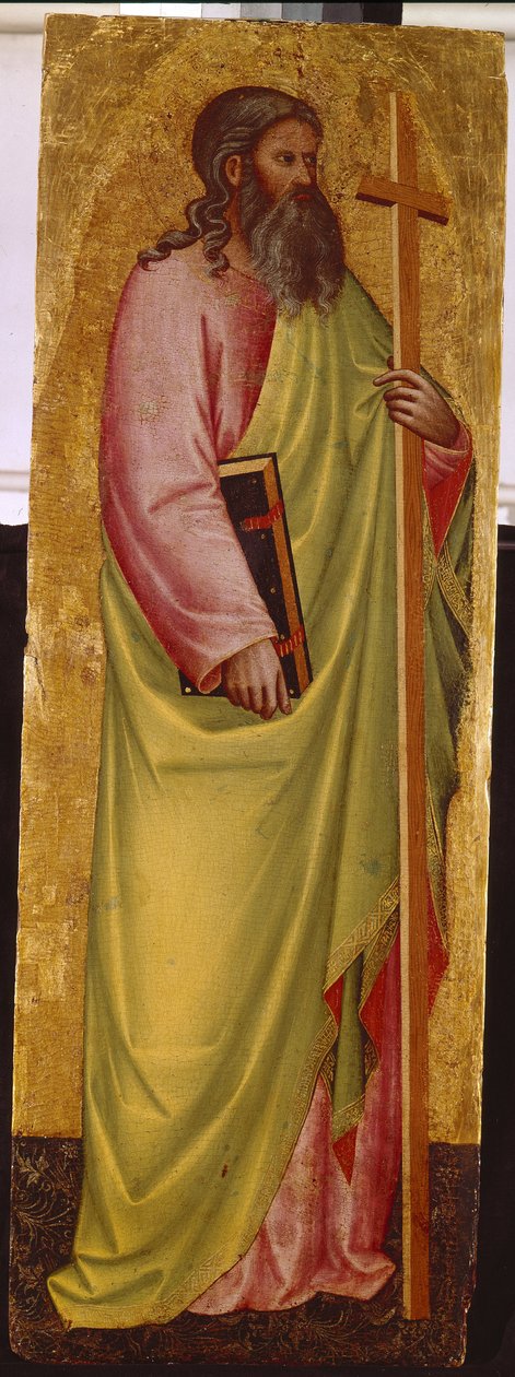 Pyhä apostoli Andreas (Pyhä apostoli Andreas). Giovanni Di Bartolomeo Cristianin (1367-1448) maalaus, tempera puulle tekijältä Giovanni di Bartolomeo Cristiani