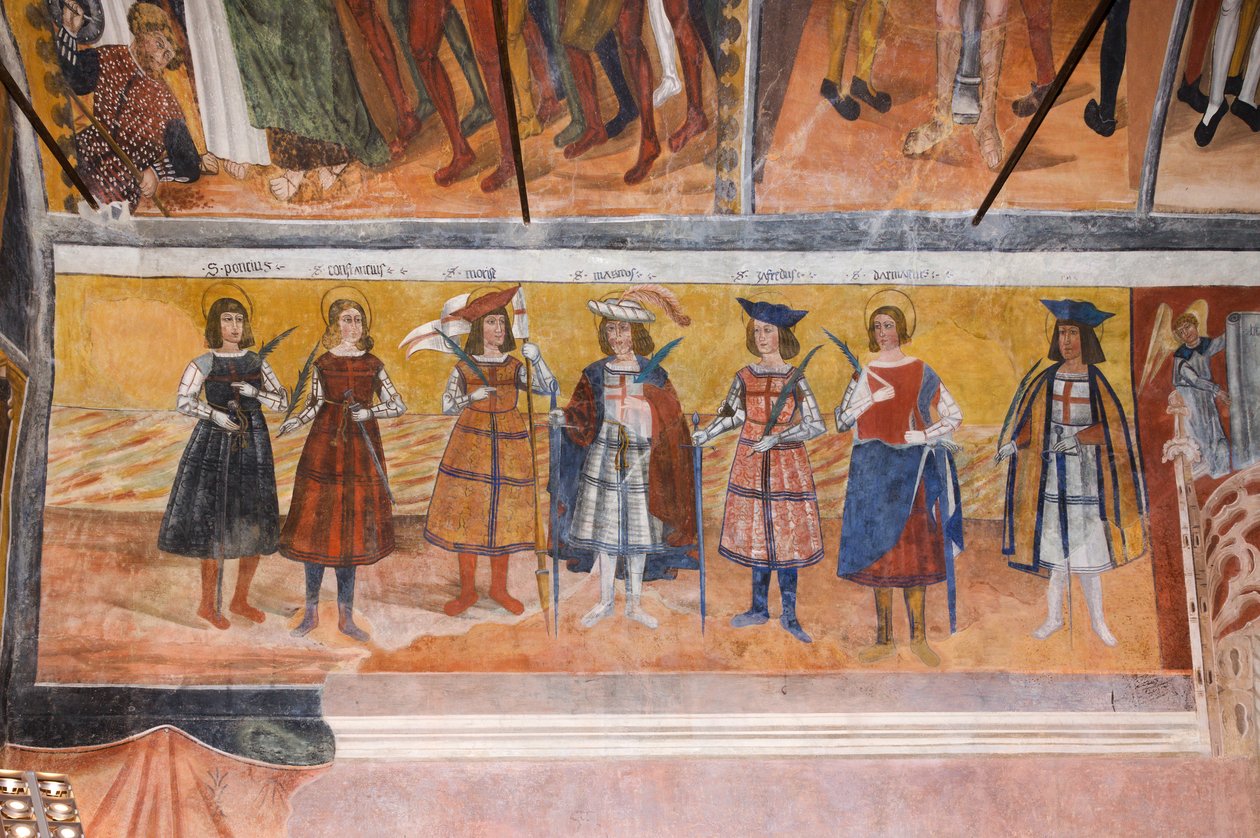 Paikalliset pyhät ritarit (Thebanin legioonan seitsemän marttyyria) tekijältä Giovanni di Cherasco Botoneri