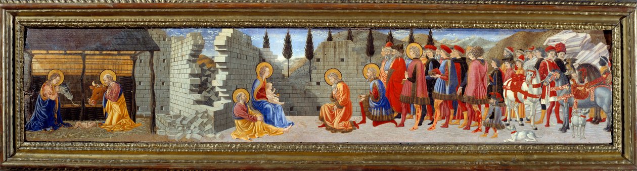 Maagien syntymä ja palvonta. Giovanni Di Francescon (1412-1459) maalaus Ec. Ital tekijältä Giovanni di Francesco del Cervelliera