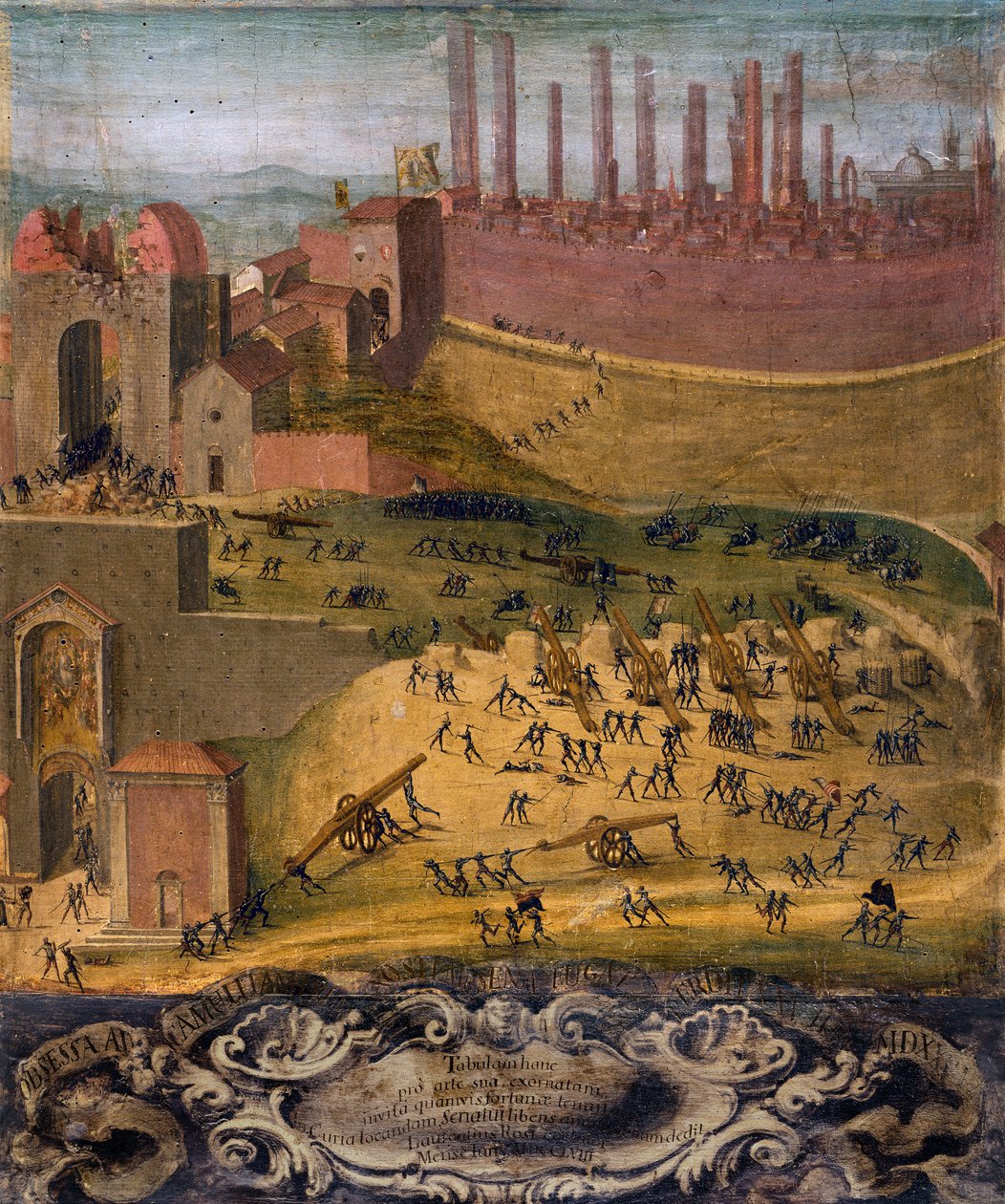Porta Camollian voitto Sienassa 1526 (tempera paneelissa) tekijältä Giovanni di Lorenzo Cini