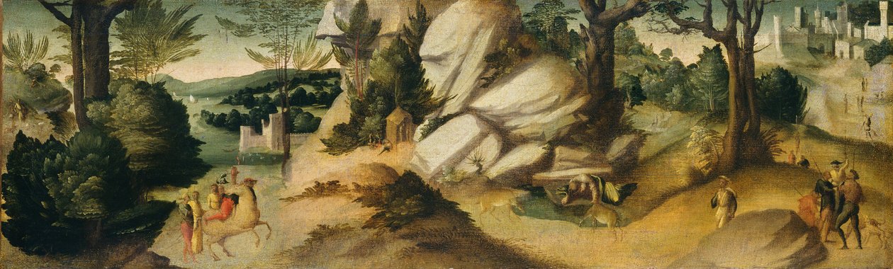 Kohtauksia legendasta, luultavasti c. 15151520. tekijältä Giovanni di Lorenzo Larciani