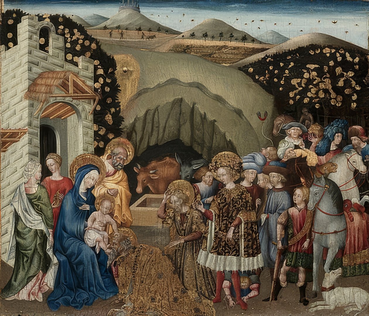 Maagien palvonta. 1440-45 tekijältä Giovanni di Paolo