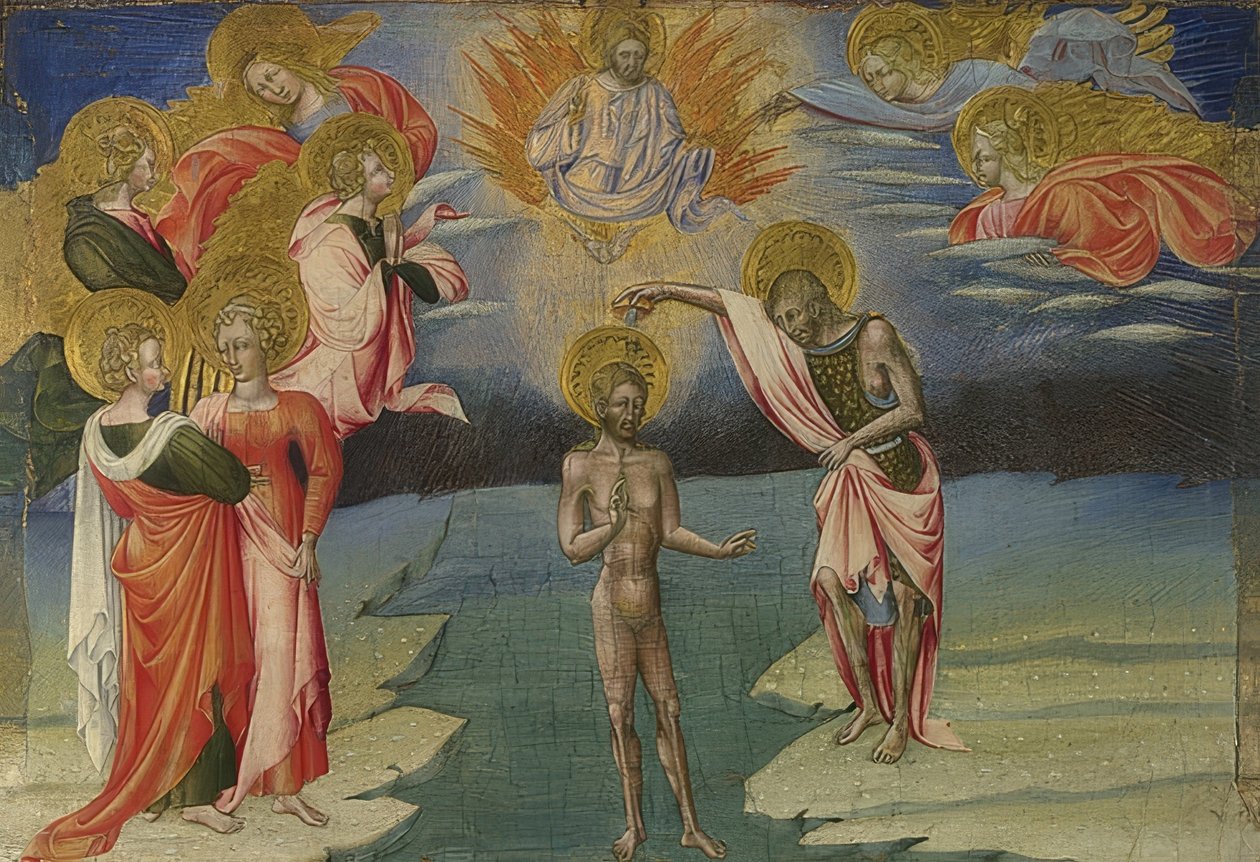 Kristuksen kaste (Predella). 1454 tekijältä Giovanni di Paolo