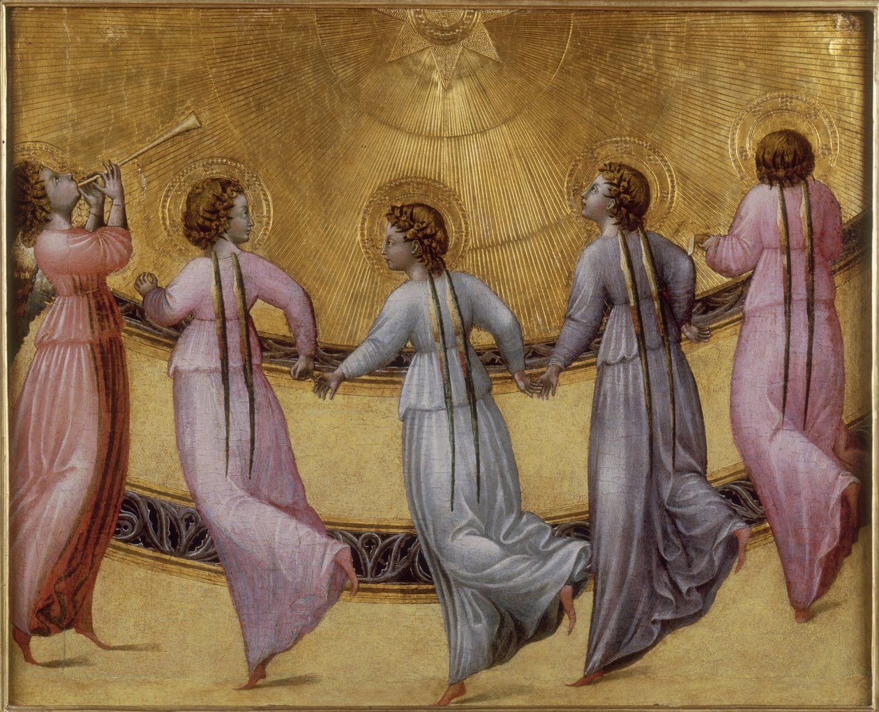 Viisi tanssivaa enkeliä, noin 1436 tekijältä Giovanni di Paolo