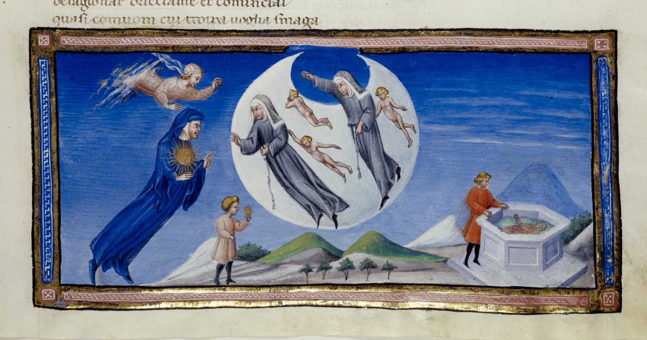 MS 36. fol 133 r Canto III, kuvitus Dante Alighierin teoksesta The Divine Comedy, n. 1450 (vellum) tekijältä Giovanni di Paolo