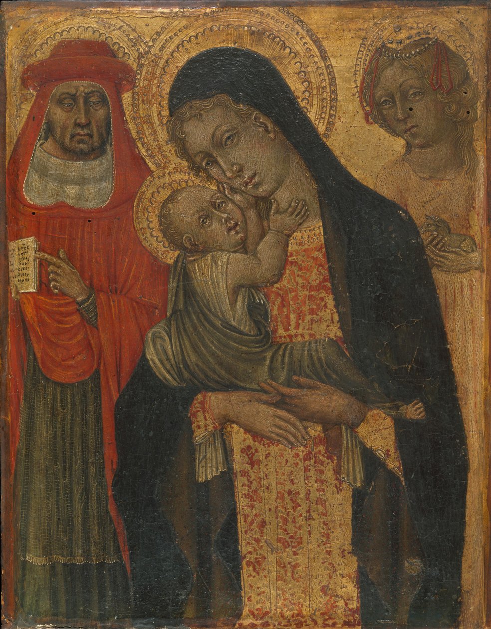 Madonna ja lapsi pyhien Jerome ja Agnes kanssa, n. 1465. tekijältä Giovanni di Paolo
