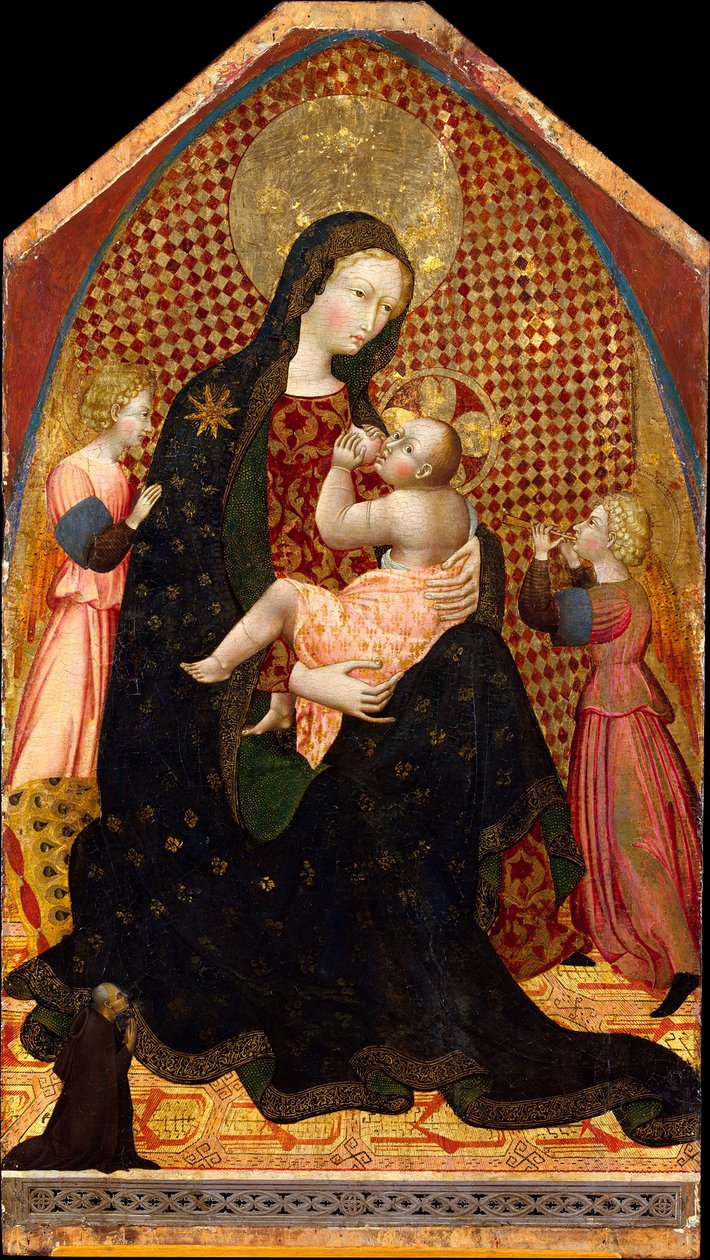 Madonna ja lapsi kahden enkelin ja lahjoittajan kanssa, n. 1445. tekijältä Giovanni di Paolo