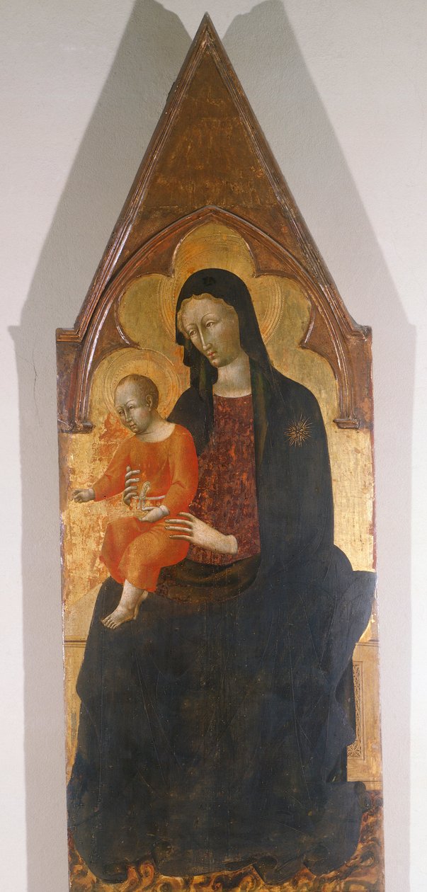 Madonna lapsen kanssa, yksityiskohta polyptyykistä Giovanni di Paolo (n. 1403-1482) tekijältä Giovanni di Paolo