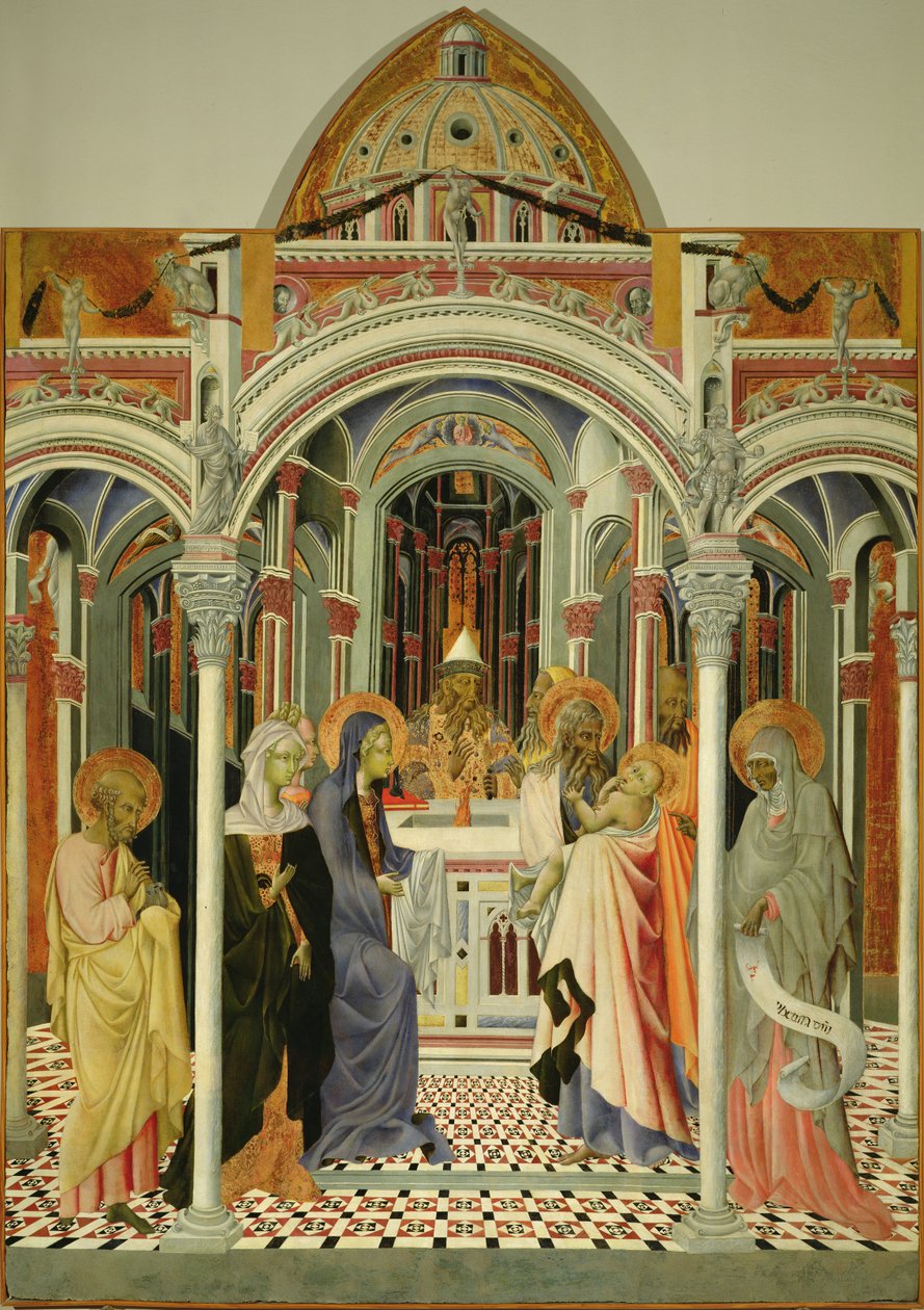 Jeesuksen esittely temppelissä, vuoden 1445 jälkeen tekijältä Giovanni di Paolo