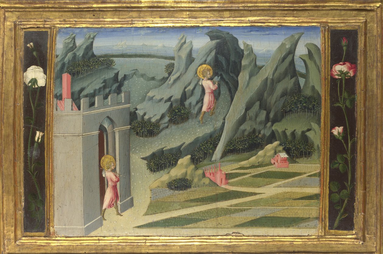 Pyhä Johannes Kastaja vetäytyy Desert Predella -paneeliin, 1454 tekijältä Giovanni di Paolo