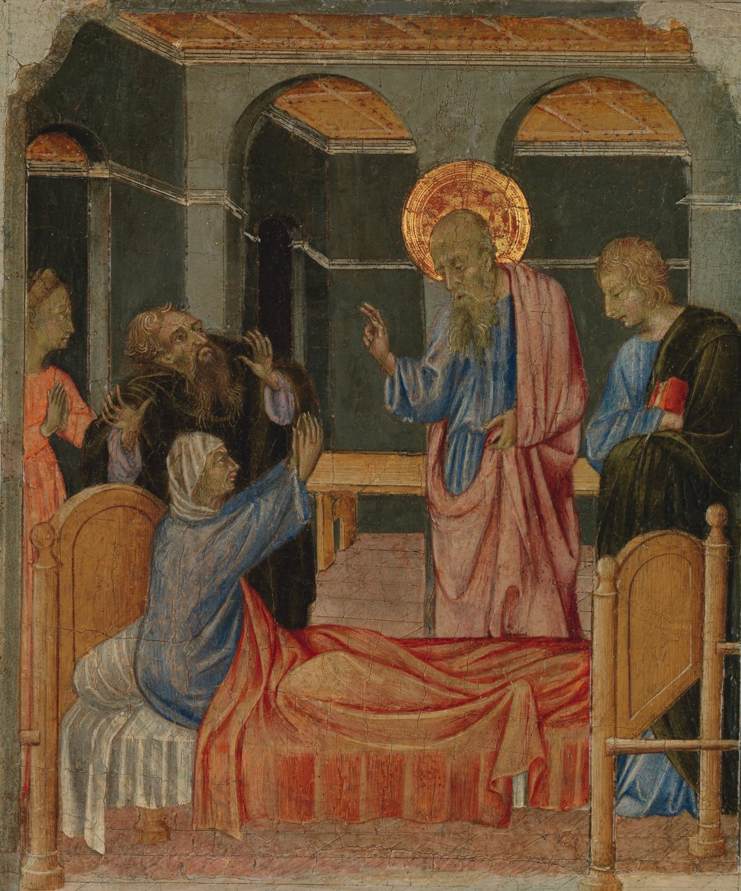 Pyhä Johannes Evankelista Nostaa Drusianaa, n. 1460. tekijältä Giovanni di Paolo