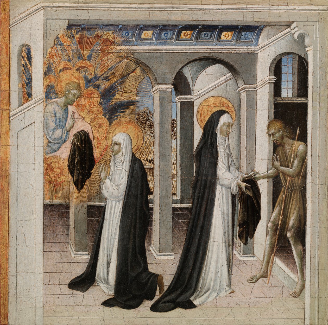 Pyhä Katariina Siena ja kerjäläinen tekijältä Giovanni di Paolo