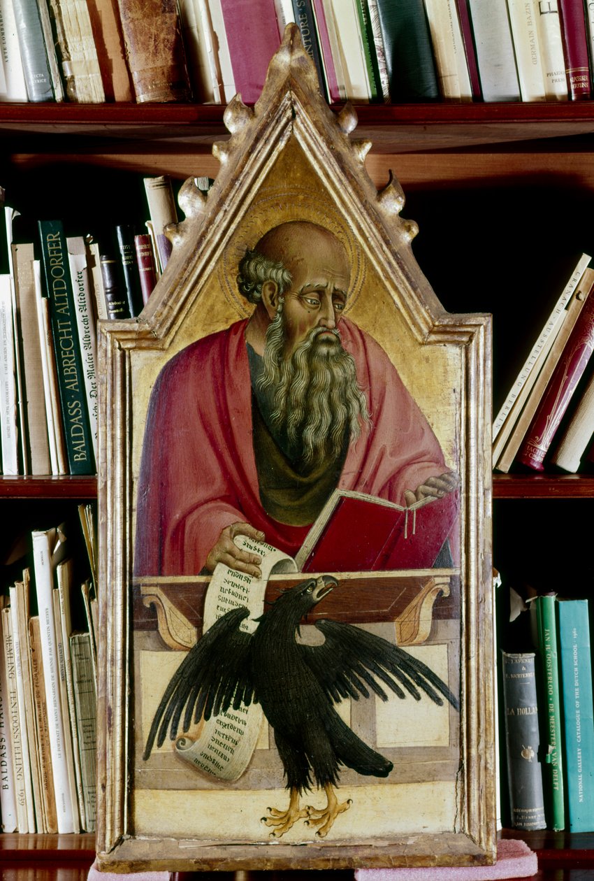 Evankelista Pyhä Johannes, jossa on hänen symbolinsa, kotka, 1400-luku tekijältä Giovanni di Paolo