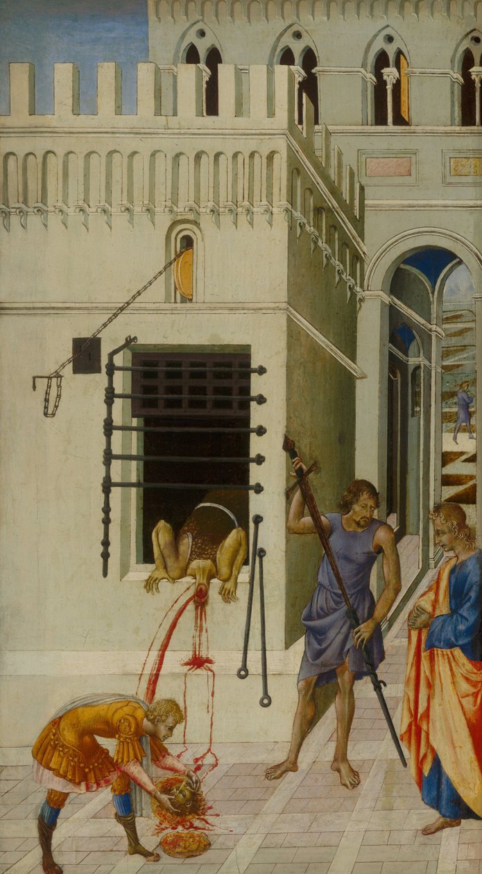 Pyhän Johannes Kastajan pään mestaus, 1455-1460 tekijältä Giovanni di Paolo
