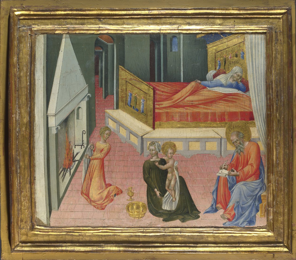 Pyhän Johannes Kastajan syntymä Predella-paneeli, 1454 tekijältä Giovanni di Paolo