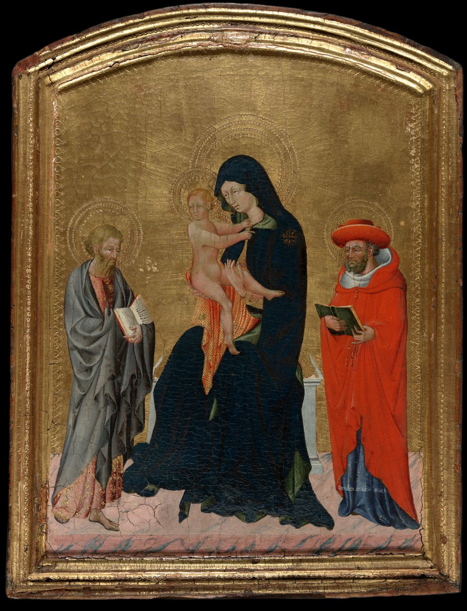 Neitsyt ja lapsi pyhien Hieronymuksen ja Bartolomeuksen kanssa tekijältä Giovanni di Paolo