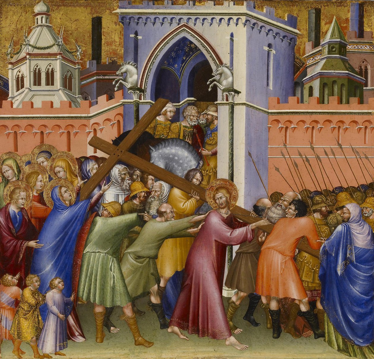 Kristus matkalla Golgatalle, Malavoltin alttaritaulusta, 1426 tekijältä Giovanni di Paolo di Grazia