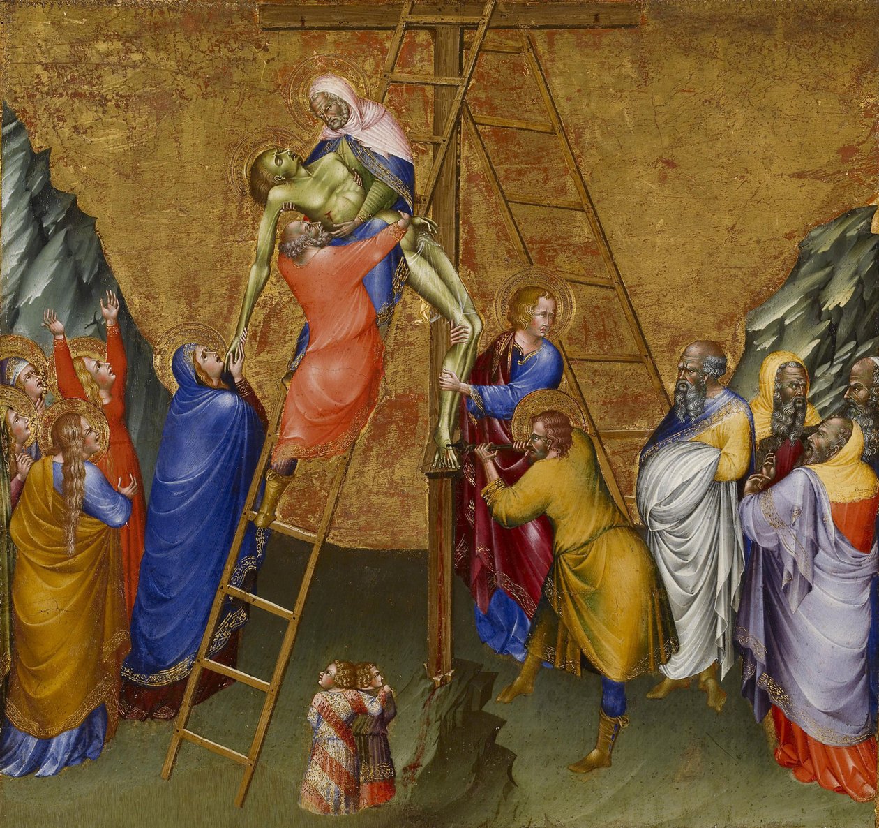 Laskeutuminen ristiltä, Malavoltin alttaritaulusta, 1426 tekijältä Giovanni di Paolo di Grazia
