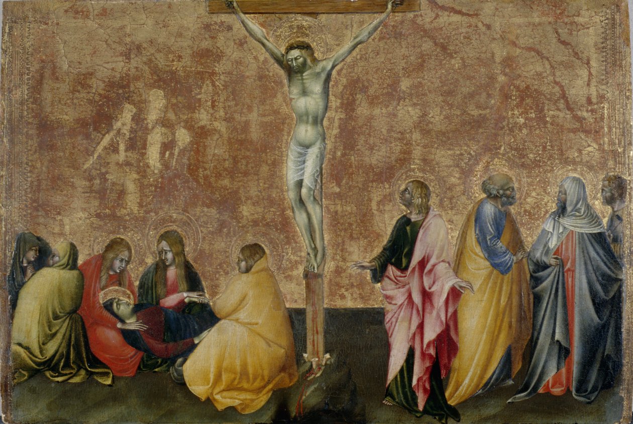 Kristuksen ristiinnaulitseminen, n. 1445 (tempera poppelipuulla) tekijältä Giovanni di Paolo di Grazia