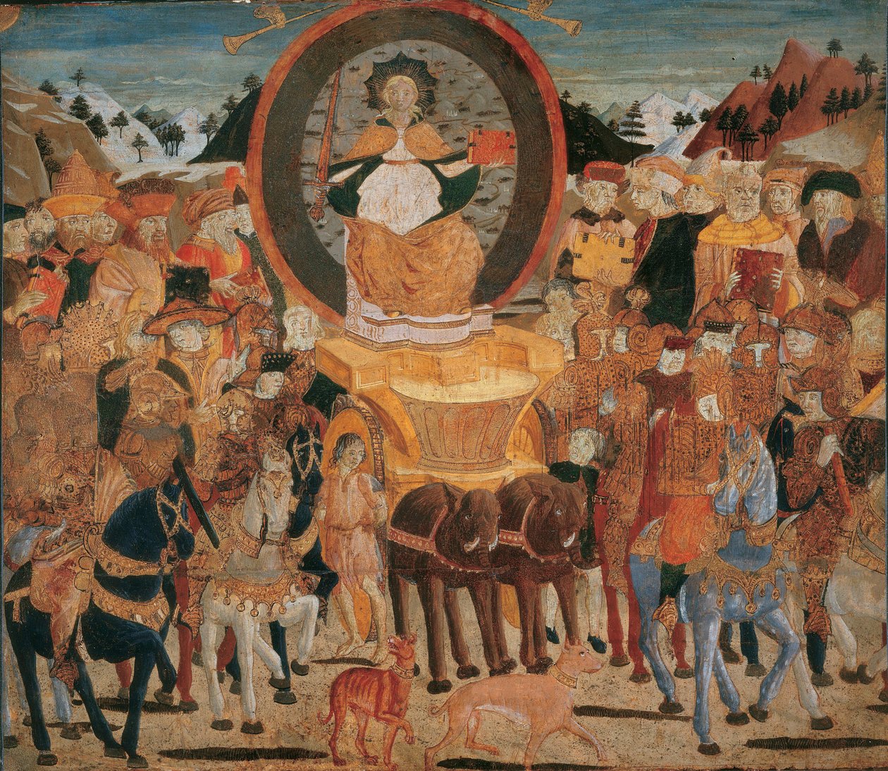 Le triomphe de la gloire - Kuuluisuuden voitto - (Lo Scheggia) Giovanni di Ser Giovanni (1406-1486). Tempera paneelissa tekijältä Giovanni di Ser Giovanni Scheggia