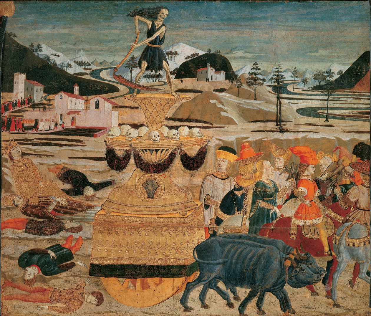 Le triomphe de la mort - Kuoleman voitto - (Lo Scheggia) Giovanni di Ser Giovanni (1406-1486). Tempera paneelissa tekijältä Giovanni di Ser Giovanni Scheggia