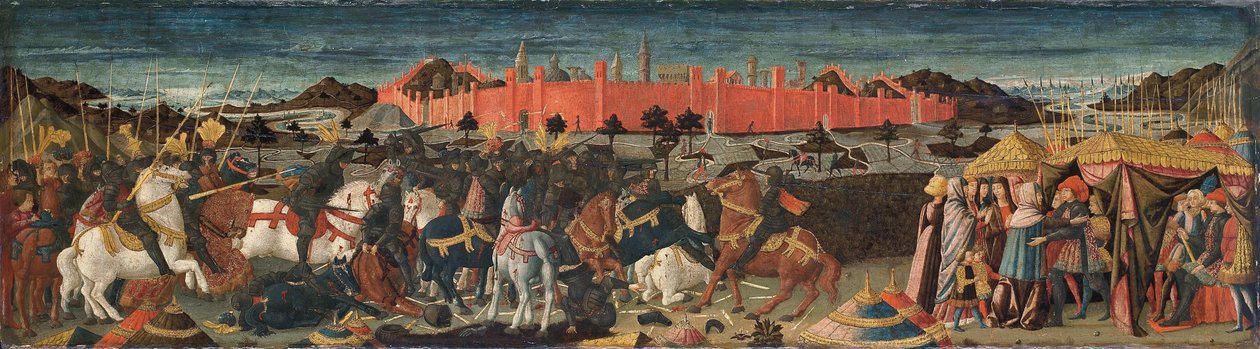 Coriolanuksen tarina cassonen edestä tekijältä Giovanni di Ser Giovanni Scheggia
