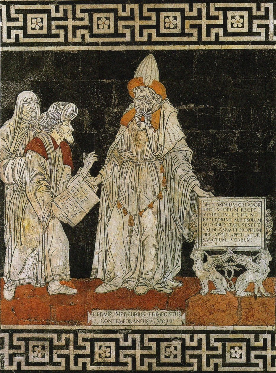 Hermes Trismegistus. Sienan katedraalin lattiamosaiikki, 1488. tekijältä Giovanni di Stefano
