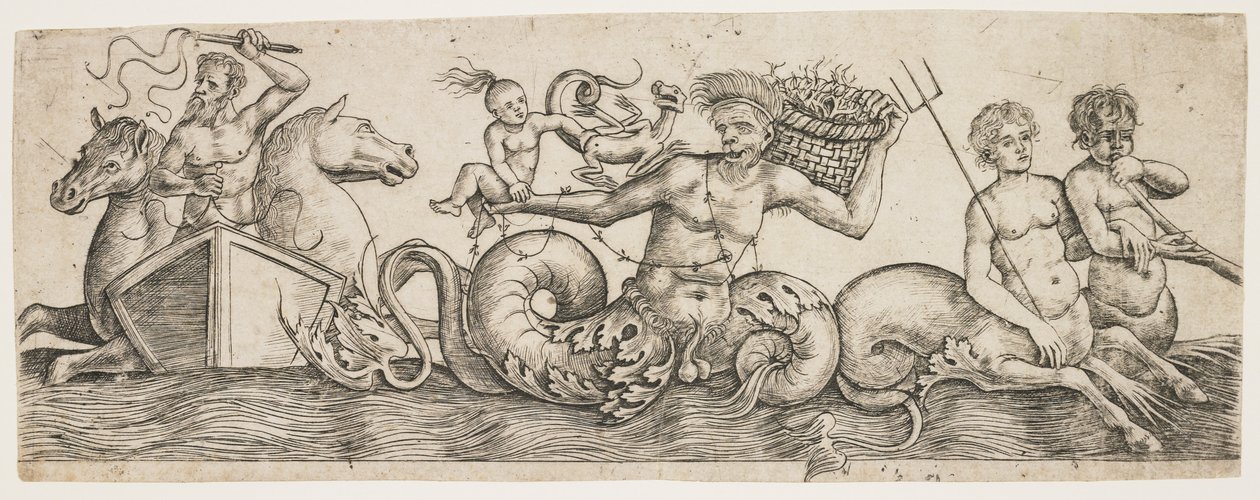 Frieze Neptunuksella ja Tritoneilla, c. 1517 tekijältä Girolamo Mocetto